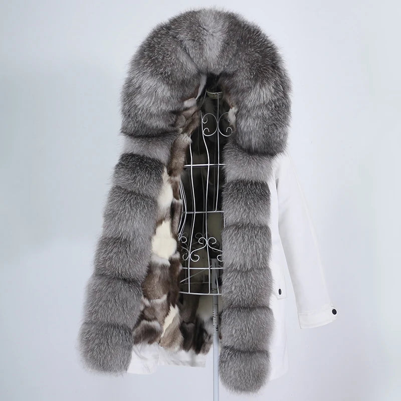 OFTBUY 2023 Women's Waterproof Winter Parka Long Coat with Natural Raccoon Fur Hood Thick Warm Streetwear Style