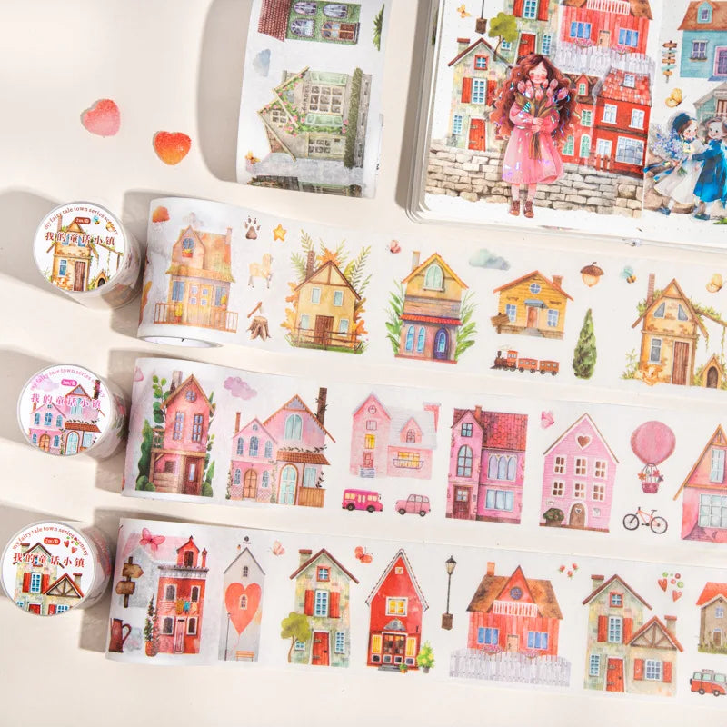 2M/Roll Adhesive Tape My Fairytale Town Collection Small Town Theme European Vintage Priming DIY