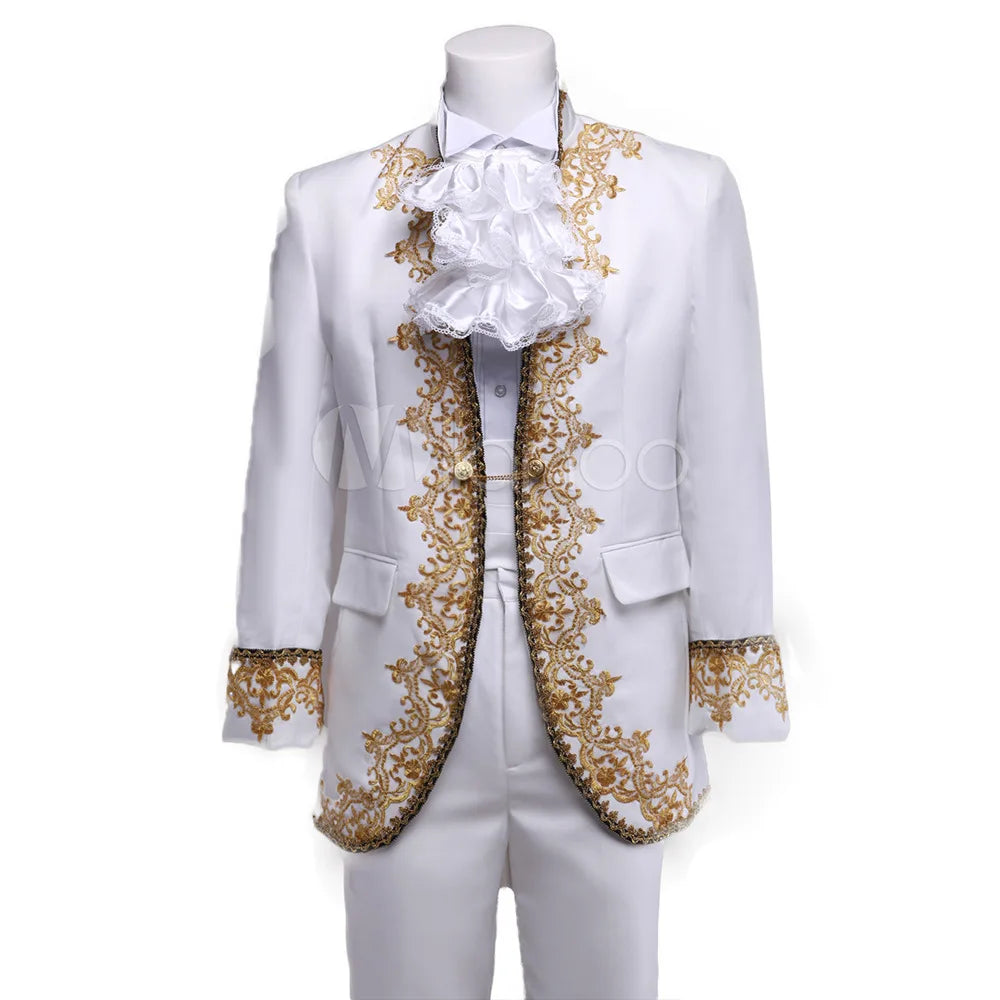 Best Quality Costume Medieval Retro Party Stage Men's Suit Red White Black Men Suits Wedding Best Man Blazer