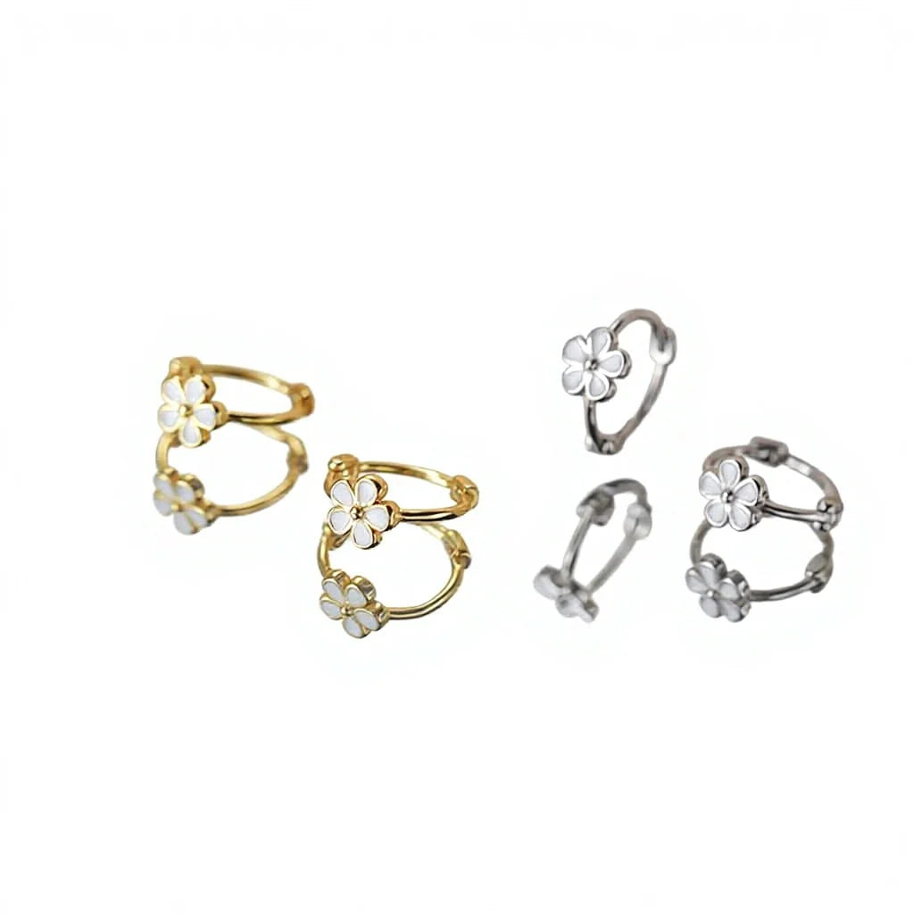 Wholesale 925 Sterling Silver Earrings Personality Flower Hoop Earrings for Women Fashion Jewelry Gift