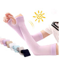 1Pair Ice Silk Sunscreen Arm Sleeves Cool Anti-UV Arm Covers Unisex Outdoor Sports Cycling Running Fishing Driving Elbow Cover