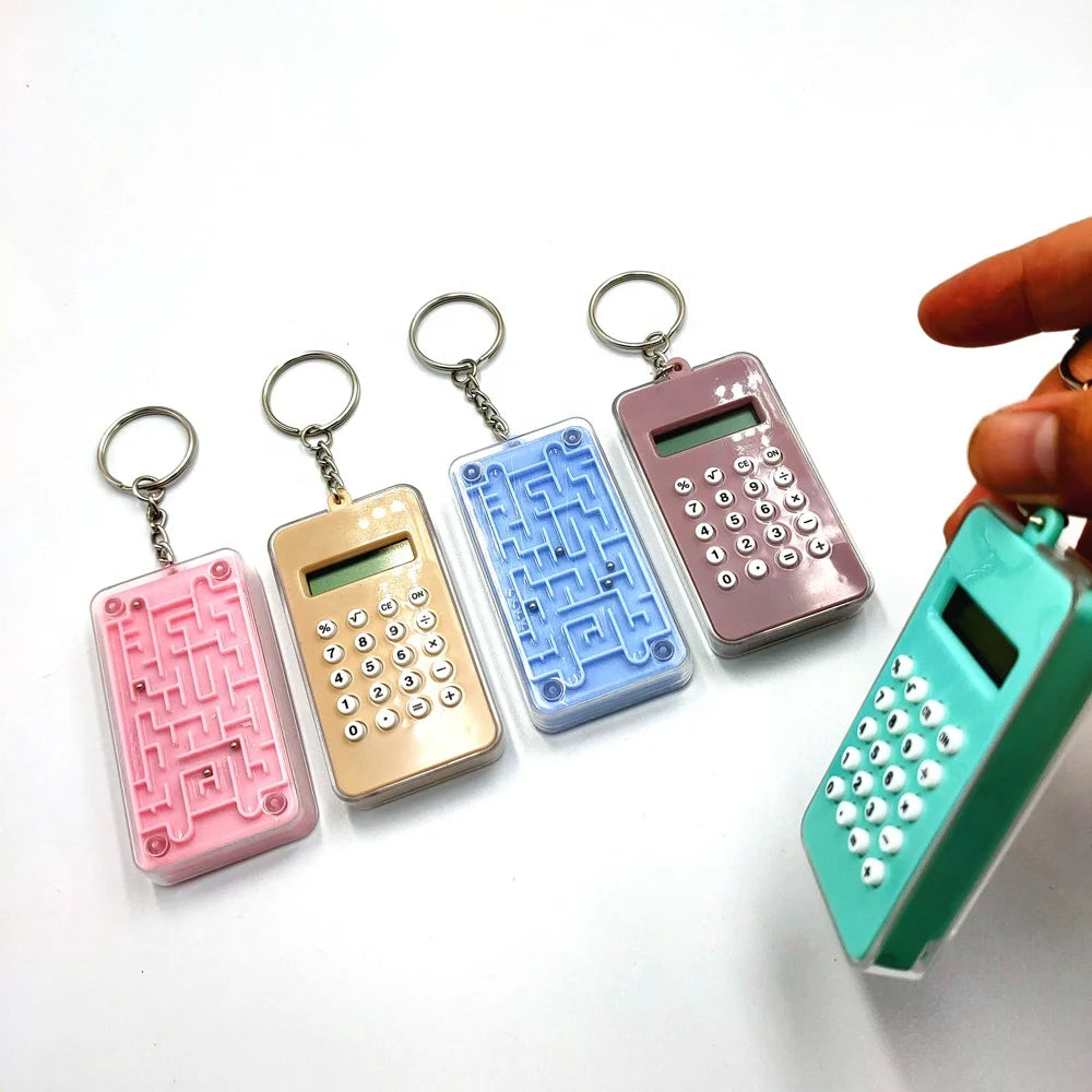 Electronic Key Finder Calculator Toy Cartoon Rectangle Plastic Mini Pocket Key Ring Keychain for Kids School