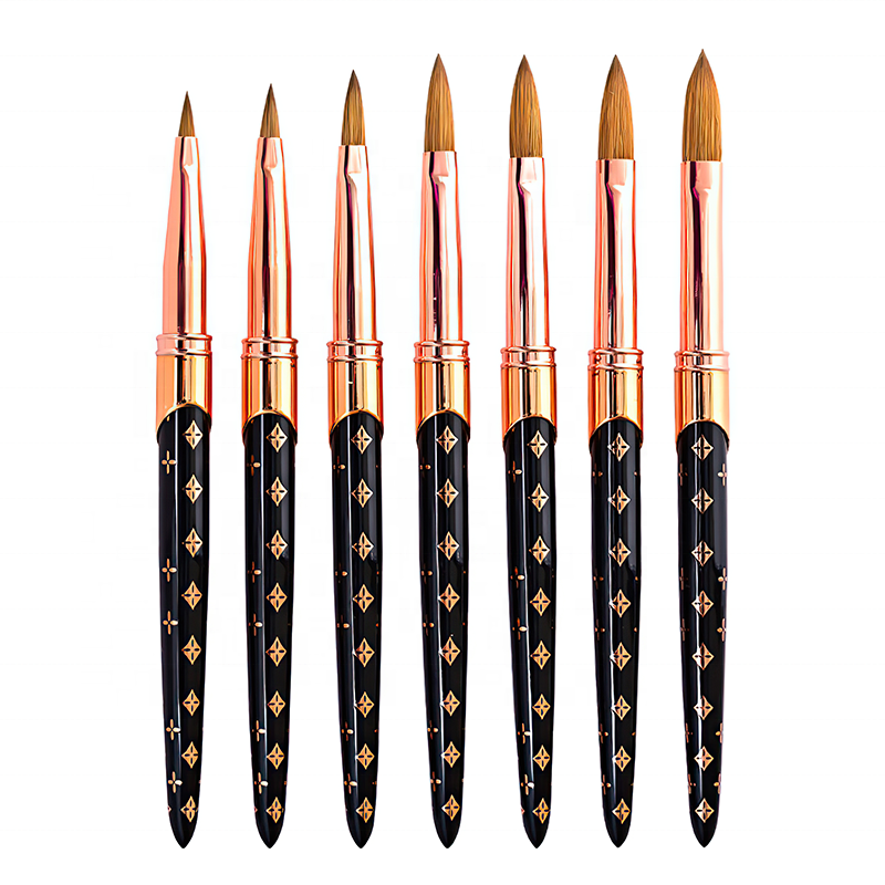 High Quality Black Flower Handle Gold Ferrule Pure Kolinsky Pinceau Gel Painting Acrylic Nail Art Brush