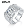 925 Sterling Silver Ring for Men  Silver Round Heart&arrow 1ct 2ct Moissanite Gemstone Ring