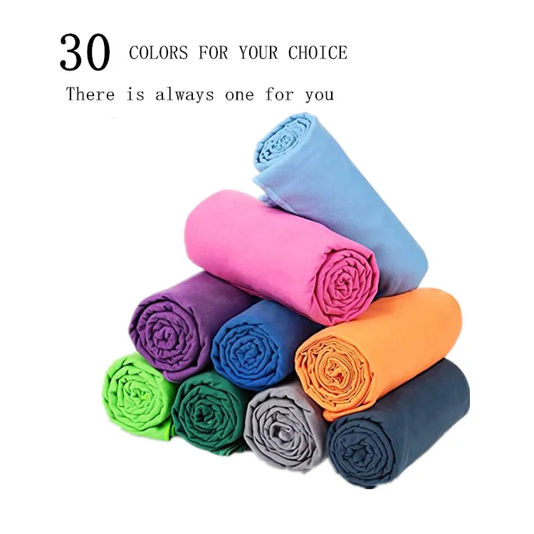 80%Polyester 20%Polyamide Compressed Microfiber Suede Beach Towel Customized Logo Carry Bag-30 Colors Eco-Friendly Quick-Dry