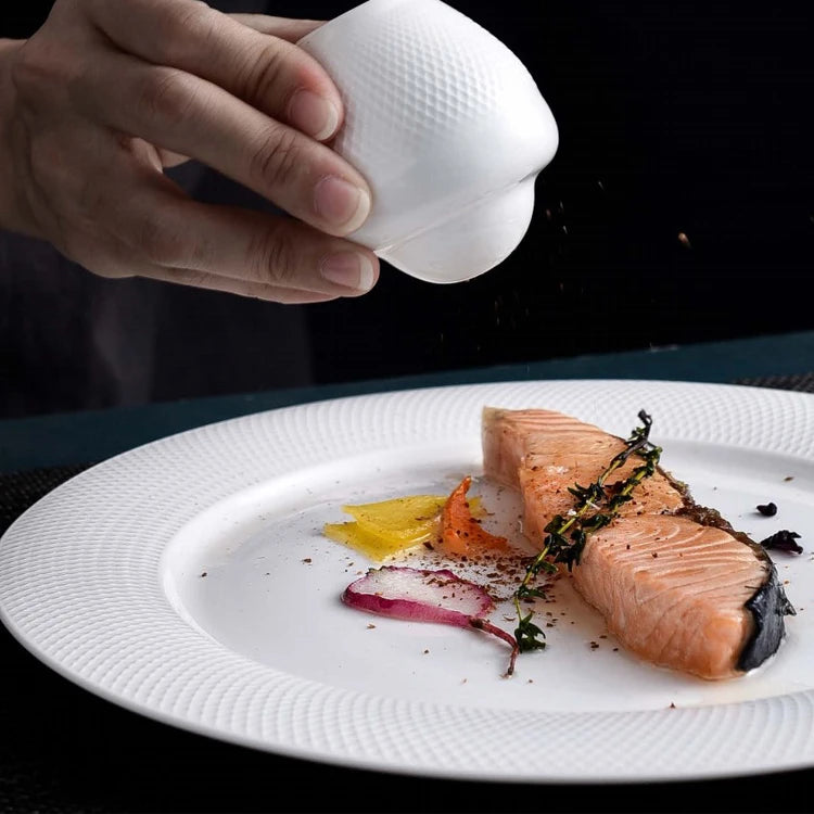 Luxury White Royal Porcelain Ceramic Eco-Friendly Modern Dinner Plates Set Full Size Hotels Weddings Catering-Restaurant