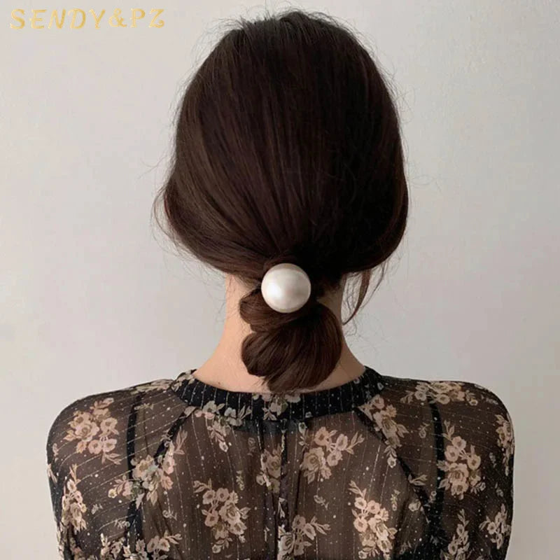 Fashion  Big Classic Accessories Women Pearl Scrunchies Hair Elastic Hair Ties Elastic Hairband