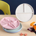 New Design Reusable Wheat Straw and PP Plastic Divided Plates Eco-friendly Minimalist Style Tableware for Kids Back to School