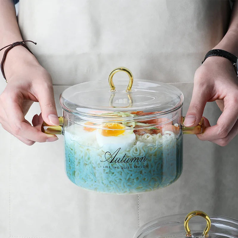 Heatable High Borosilicate Colored Glass Cooking Pot 1500 850ml Large Capacity Soup Milk Pot Kitchenware