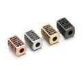 TP032 DIY Bracelet Jewelry Accessories Rectangle Slider Beads With Pave Cubic Zircon Copper Bead for Beadwork Jewelry Making