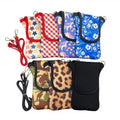 Neoprene Phone Pouch Custom Cardholder for the Phone Wallet Waterproof Custom Pink Phone Case Card Holder with Crossbody Strap
