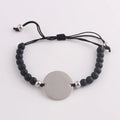 6mm Natural Stone Beads Bracelet With Stainless Steel Plate Bracelet