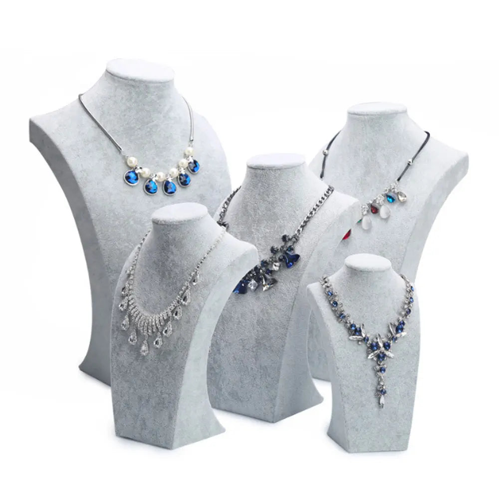 Multi Sizes Gray Velvet Bust Necklace Holder Pendant Display Mannequin Stands