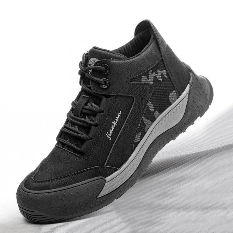 JIANKUN Men's Safety Work Shoes Non-Slip Anti- Smashing Microfiber Leather Wear-resistance for Industrial Construction Workers