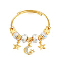Wholesale Real Gold Plated Stainless Steel DIY Charm Bracelet Lovely Moon Stars Open Size Bangle Fashionable