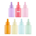 Empty Skincare Essential Oil Bottles 30ml 1oz Flat pink Purple Blue Lotion Serum Glass Dropper Cosmetic Packaging