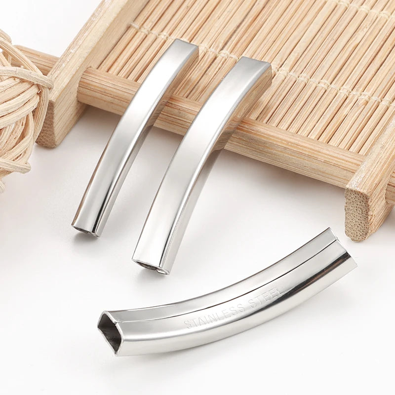 Various Length Stainless Steel Square Curved Tube Beads Hollow Bent Pipe DIY Jewelry Accessories Bracelets Necklaces Spacer