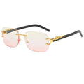 Superhot Eyewear 52008 Fashion Rectangle Sun Glasses Panther Tinted Rimless Sunglasses
