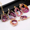 2025 Perfect 100% Natural Crystal Pendant Agate Stone Plated Edge Necklaces for Women