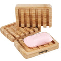 Custom logo Natural Soap Storage Container Bamboo Wood Bar Soap Saver Case Holder with Self Draining Tray Bamboo Soap Dish