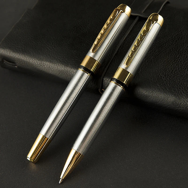 2026 Luxury Custom logo Professional Elegant Promo Black Roller Ball Pen With Stainless Steel Roller Tip Pen