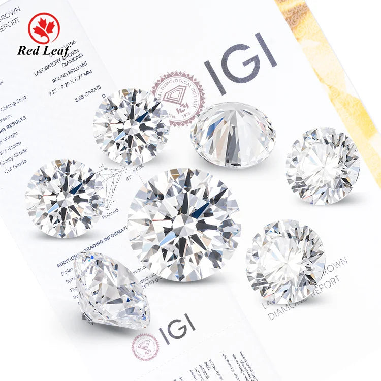 Redleaf IGI  Certificate Diamonds Loose Lab Diamond 0.5CT 1CT 1.5CT 2CT 2.5CT 3CT DEF VVS VS HPHT CVD Lab Grown Diamond