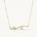 LOZRUNVE 925 Sterling Silver 14 Karat Gold 18k Gold Wave Prong Setting Simple Marquise CZ Pendant Necklace Choker
