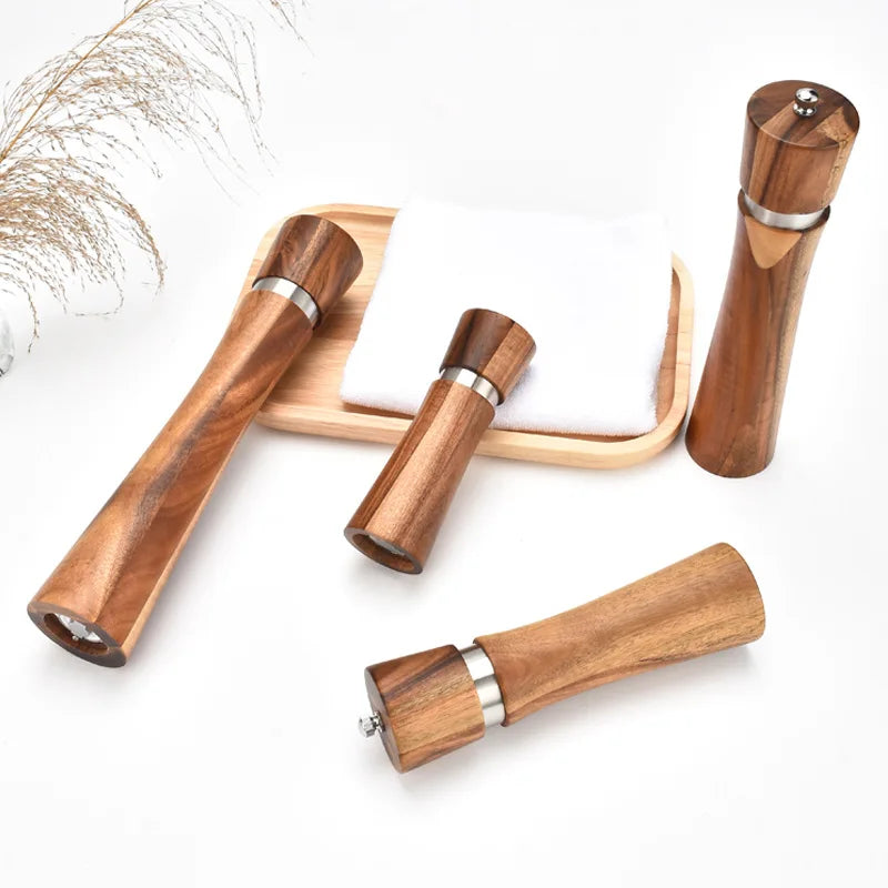 Kitchen Acacia Wood Pepper and Salt Grinder Manual Pepper Mill Wood Cuisine Salt and Pepper Mill Wood