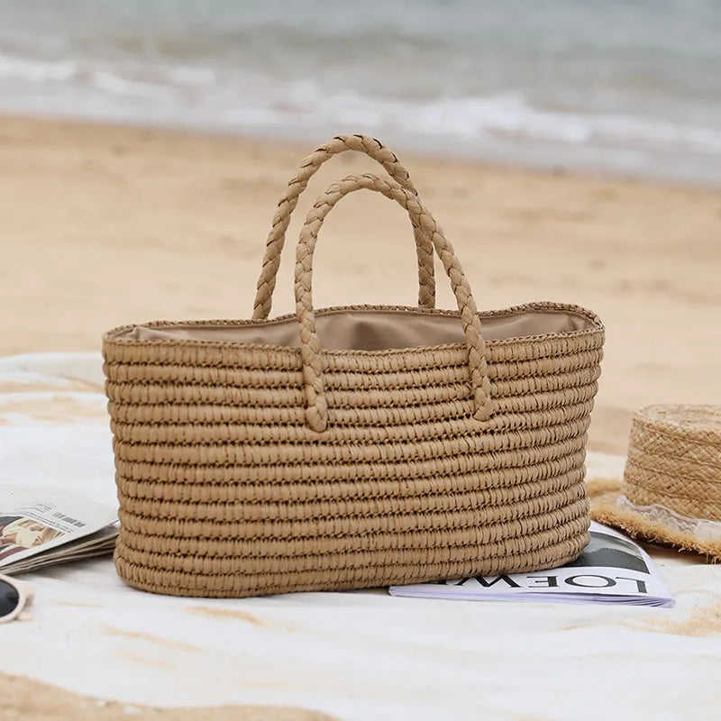 2022 New Woven Straw Bag Handmade Woven Straw Bag Women Large Capacity Beach Bag