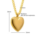 Stainless Steel Gold Plated Heart Shape Charm with Chain Necklaces for Women Non Fading Neck Jewelry Party Gift