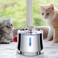 Auto Power 2.5L Stainless Steel Pet Water Fountain Portable rounded Cat Drinking Fountain with Water Level Window