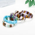 Natural Gem Stone Power Energy Crystal Amethyst Rose Quartz Tiger Eye Mix Chakra Stone Square Bead Bracelet Men Women