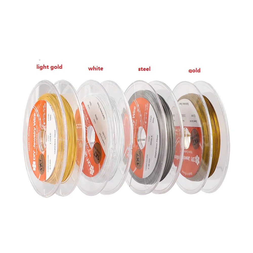 DIY Bracelet Long-lasting Tiger Tail Beading Wire 0.3mm 0.38mm Stainless Steel Fixed Color Jewelry Making Findings Components