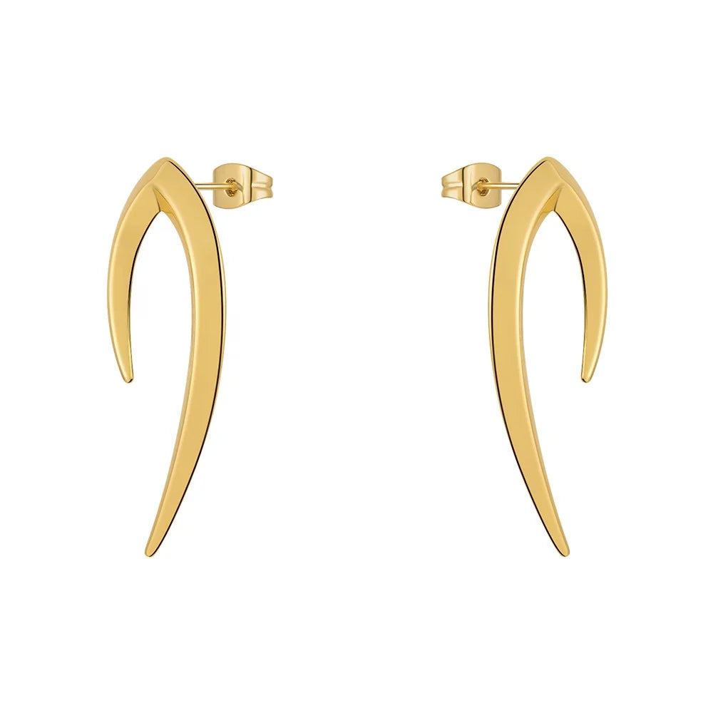 Original Design 18K Gold Plated Brass Jewelry in Ear Stud for Women Gold Color Blade Piercing Pendientes Punk Earrings E221437