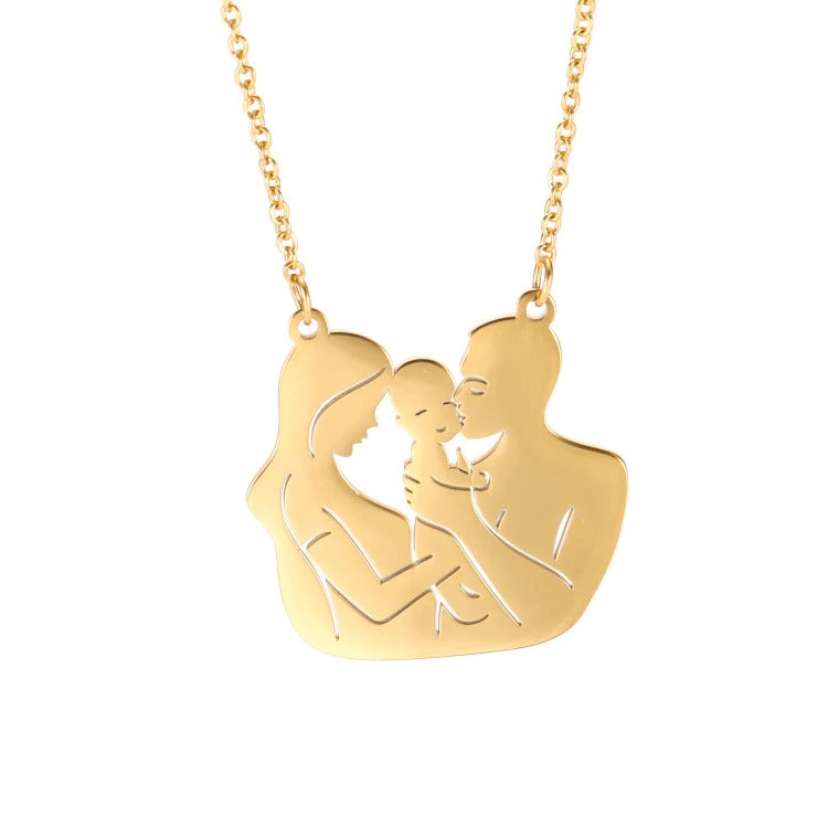 Dainty Mother's Day 18K Gold Stainless Steel Quartz Link Chain Romantic Baby Mom Pendant Necklace Memorial Gifts