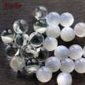 Niucky R0301-003 10mm 11mm Transparent/Pearlescent Resin Ball Side Hole Flatback Buttons Beads-Washable High Gloss Finish for