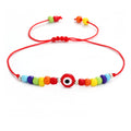 Cheap Bohemia Evil Eye Glass Beaded Woven Bracelet Rainbow Colorful Braided Rope Bracelet Wholesale