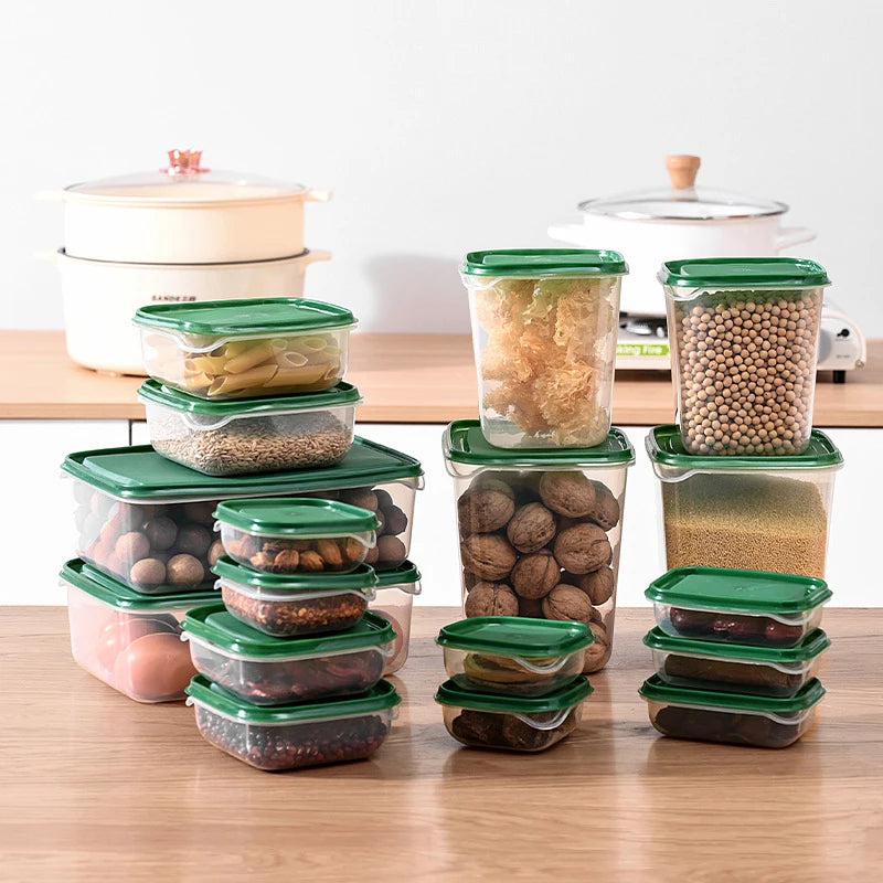 Kitchen Office Food Grade Airtight Microwave 17pcs/1set Plastic Food Storage Container with Lid Freezer Organizer