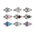 GZN Piercing Jewelry ASTM F136 Titanium 4 CZ Blaze Set With 2 Tri-bead Cluster Tops Labret