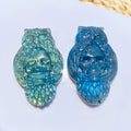 Wholesale Natural Rainbow Labradorite Crystal Carved Owl Skulls for Home Decoration