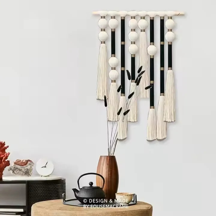 Eouse Macrame Wall Hanging with Morsecode ILOVEYOU60*90cm Black Gold Morsecode Boho Wall & Hanging Decorations