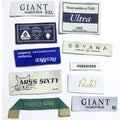 Dongguan Fabric Woven Label Cheap Custom Brand Clothing Straight Cut Taffeta Logo Damask Adhesive Woven Size Labels for Clothing