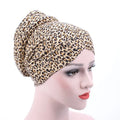 Cotton Floral Leopard Print Muslim Turban Scarf Women's Ethnic Inner Hijab Caps Arab Wrap Head Scarves Floral Leopard Print for