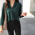 Womens Tops Spring Korean Blouses Casual Long Sleeve Ladies Shirts Green Blouses Shirt Ladies Tops