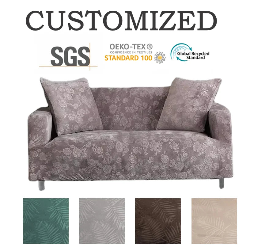 Factory Customised Silver fox Velvet Full-cover Classic Living Room Sofa Slipcover Stretchy Stain-resistant Dustproof Non-slip