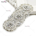 Customized Design Hot Fix Flower Bodice Rhinestone Pearl Applique Bling Crystal Appliques for Bridal Birthday Dress