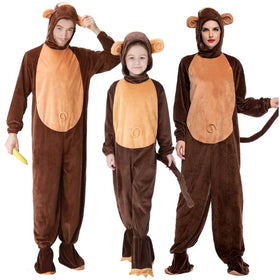 Family Match Monkey Cosplay Costume Adult Parent-Child Performance Animal Clothing Role Play Monkey Jumpsuit Costume