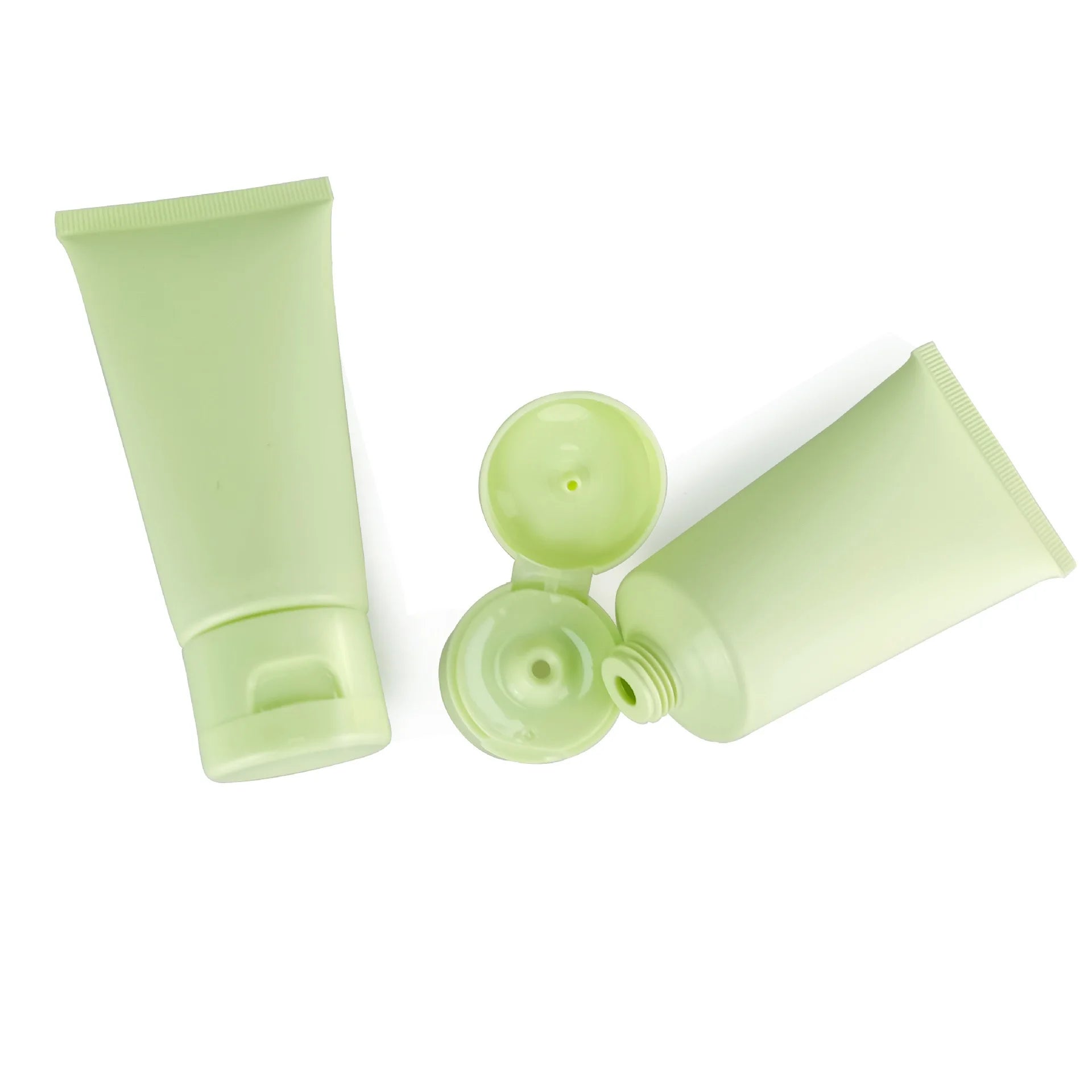50ML 100ML Light Green Custom Empty Eye Cream Plastic Squeeze  Tubes Skincare Cosmetic Tube with Flip Cap