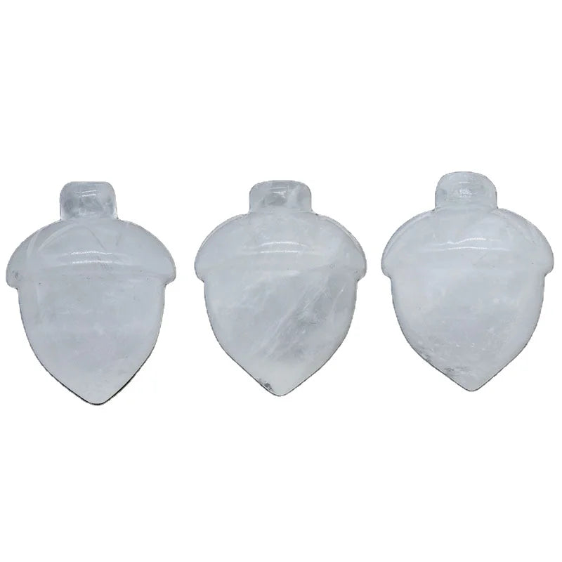 DIY Hand Carving Christmas Clear Quartz Pine Nuts Natural Stone Hand Made Carved Crystal Pinecone for Decoration