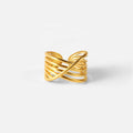 BINSHUO Pvd Gold Plated Stainless Steel Rings Jewelry Multi Layer Geometric Cross Open Adjustable Rings for Women